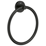 Grohe - Essentials Towel Ring in Matte Black - The sleek form of the 8 in. Towel Ring makes a statement in any bathroom concept without sacrificing design or functionality. The refined aesthetic and highly-durable construction offer complete design bathroom freedom. Equipped with the innovative Starlight technology, the finish will retain the lustrous shine while remaining scratch and tarnish-free for a lifetime.