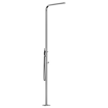 "Skinny" Free Standing Shower Column, Hot and Cold, Hand Spray and Hose