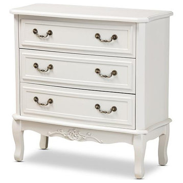 Gabrielle Traditional French Country Provincial White-Finished 3-Drawer Wood...