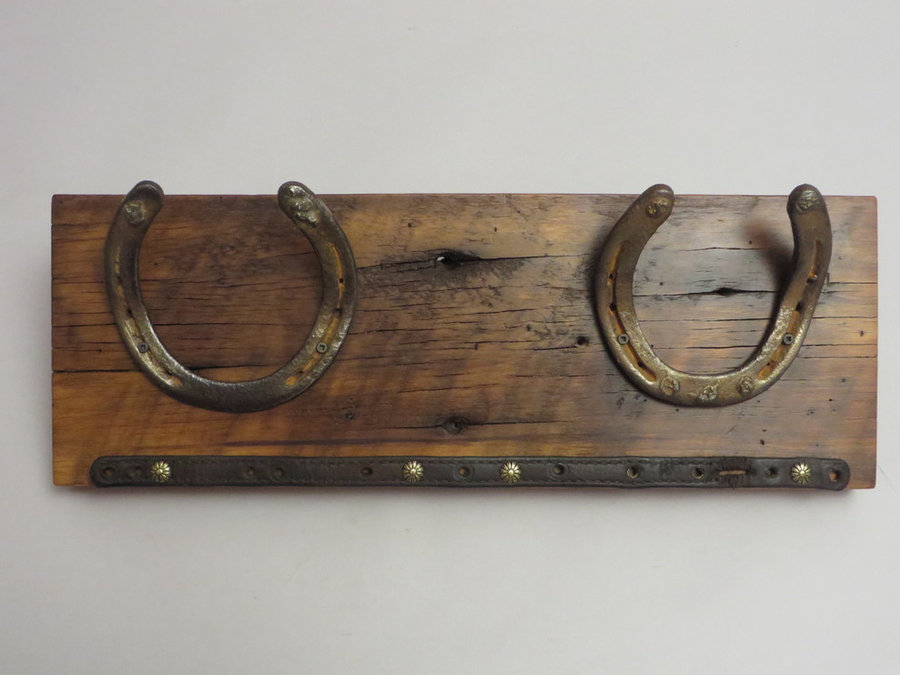 HorseShoe Rack. Reclaimed Poplar, Shoes & Leather.