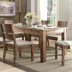 5282-64 MARION 7PCS UNIQUE NATURAL TONE WOOD DINING TABLE SET CHAIRS - Dining Sets