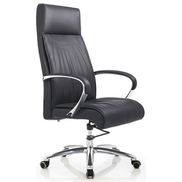 Forbes Modern Fully Reclining Adjustable Executive Chair Black Top Grain Leather