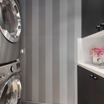After - Laundry Stacked in a Niche Off the Kitchen