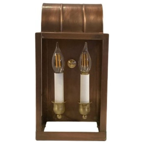 1865 Solid Copper Wall Lamp with clear glass, Outdoor, Handmade in USA.