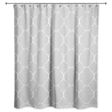 Worn Light Gray Quatrefoil 71x74 Shower Curtain