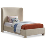 Meridian Furniture - Penny Bed, Beige, Twin, Linen Textured Fabric - Breathe new life into your bedroom decor with the Penny Polyester Fabric Twin Bed. This stunning bed is upholstered in a luxurious beige linen textured fabric with a beautiful two-tone beige and white weave, adding a touch of elegance to your space. The curved headboard provides a comfortable and supportive backrest while adding a stylish focal point to your bedroom decor. Upgrade your sleeping experience with this fully upholstered bed and indulge in a peaceful night's sleep.