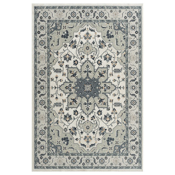 Traditional Dresden Floral Medallion Area Rug, 5'3" X 7'6"