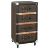 Belle 4 Drawer Rolling Accent Table, Black/Brown