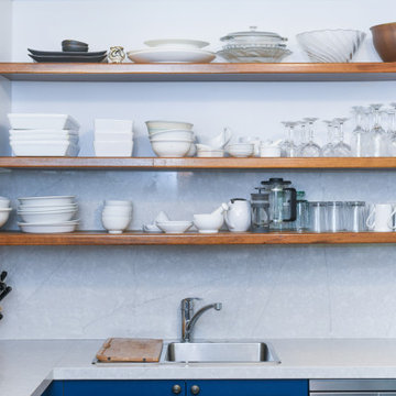 Kitchen with Timber Floating Shelves