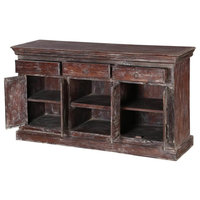 Willamette 52" Distressed Finish Rustic 4-Door Media Console Furniture