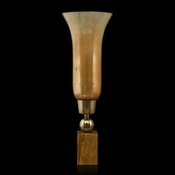 Chalice Beige & Gold Glass & Resin Hurricane - Candleholders