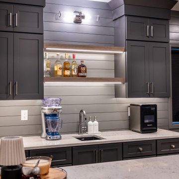 Shawnee, KS Basement Remodel with Custom Bar & Golf Simulator