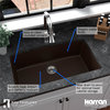 Karran Undermount Quartz 32" Single Bowl Kitchen Sink Kit, Brown