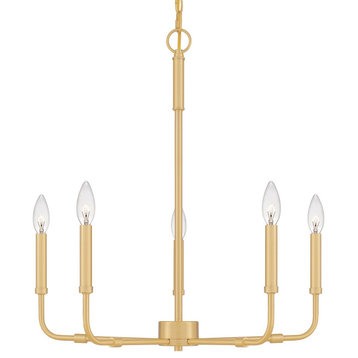 Bellevue QZCH13471 Della 5 Light 24"W Taper Candle Chandelier - Aged Brass