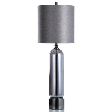 StyleCraft Rosalind Plated Glass And Chime Table Lamp, Black Finish L331800DS