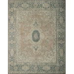 Noori Rug - Fine Vintage Distressed Everleigh Rust Rug 9'10"x13'0" - Bring new energy to a room with this distressed wool rug. With its traditional oriental pattern and faded color scheme, the rug puts a modern spin on a classic Kirman rug. To extend the life of this rug, we recommend to always use a rug pad. Professional cleaning only