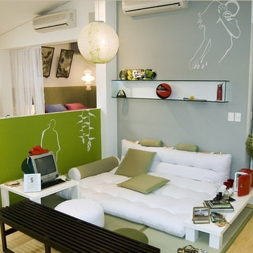 Futon on the Floor With Tatami Mat