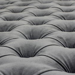 Hana Velvet Deep Buttoned Grey Velvet and Box Section Pipe Bench/Footstool - Upholstery Fabric