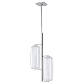 Hudson Valley Pebble 2-Light Pendant, Polished Nickel/Frosted Glass, 3472-PN