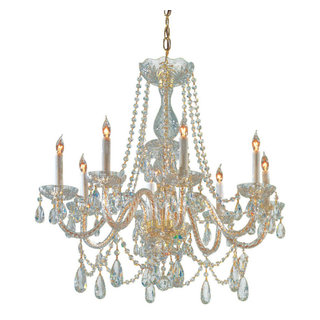 Traditional Crystal 8 Light Hand Cut Crystal Polished Brass