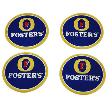 Set of 4 Fosters Lager Rubber Coasters Mini Beverage Mats