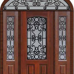 Prehung Side lights-Transom Door 80 Fiberglass Genoa Arch Lite - Front Doors