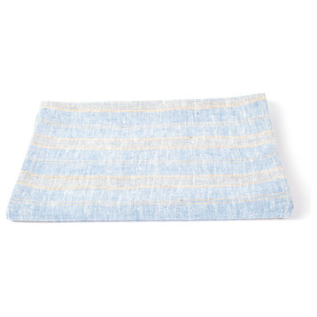 Linen Multistripe Bath Towel, Blue Natural, 100x137cm