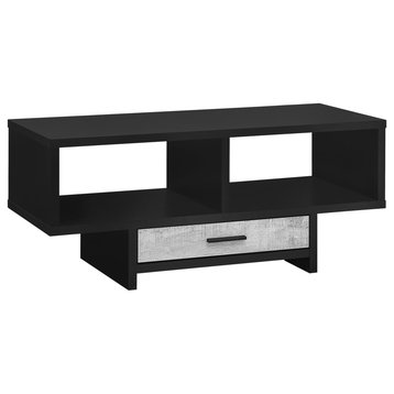 Coffee Table, Accent, Cocktail, Storage, 42" L, Drawer, Laminate, Black