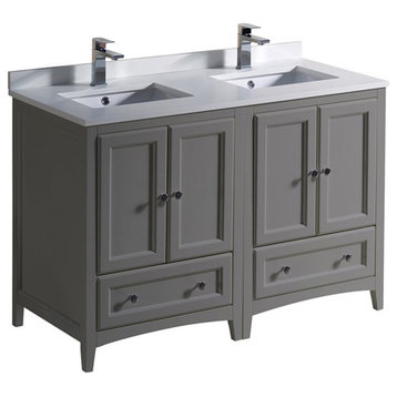 Fresca Oxford 48" Double Sinks Wood Bathroom Cabinet with Top/Sinks in Gray