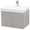 29.25" Wall Mount Vanity Sink Set, White Integrated Sink Top, Light Slate Grey