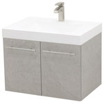 Windbay - 29.25" Wall Mount Vanity Sink Set, White Integrated Sink Top, Light Slate Grey - Vanity cabinet: