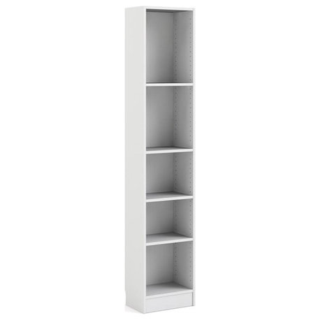 Tvilum Element Tall Narrow 5 Shelf Bookcase in White