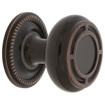 Mission Brass 1 3/8" Cabinet Knob With Rope Rose, Timeless Bronze