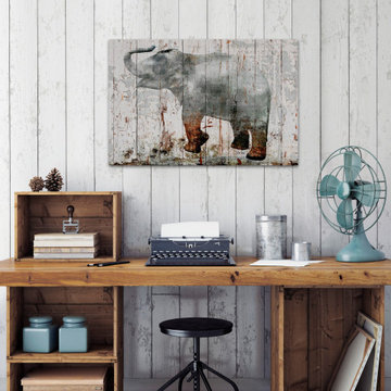"Gray Elephant" Painting Print on Wrapped Canvas