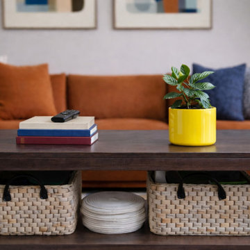 Layered Coffee Table Styling with Hidden Storage