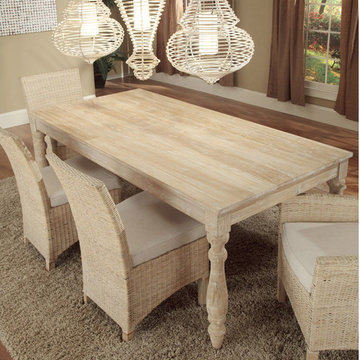 Jeffan Charleston Dining Table in Bleached & Jeffan Set of 2 Hailey Dining Chair