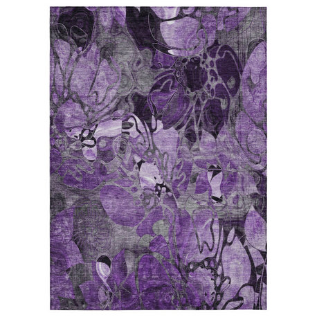 Machine Washable Indoor/Outdoor Chantille ACN558 Purple 5' x 7'6" Rug