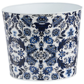Nearly Natural 0832-S1 12 Oriental Blue and White Classic Round Metal Planter