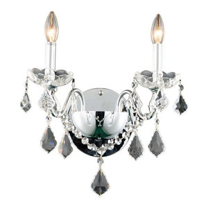Elegant Lighting 7831W2C//RC Royal Cut Clear Crystal Alexandria 2-Light Crystal Wall Sconce Finished In Chrome with Clear Crystals
