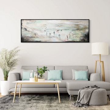 Handmade abstract painting in frame "Surfing"