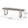 Mora Outdoor Faux Wood and Aluminum Dining Bench, Gray/Silver, Single