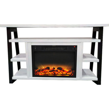 32" Industrial Chic Electric Fireplace Heater and 5 LED Flame Colors