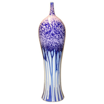 Purple White Glazed Porcelain Contemporary Narrow Mouth Tall Vase