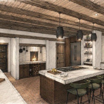 Off-Grid Family Home Kitchen and Cooking Fireplace - Del Norte, Colorado