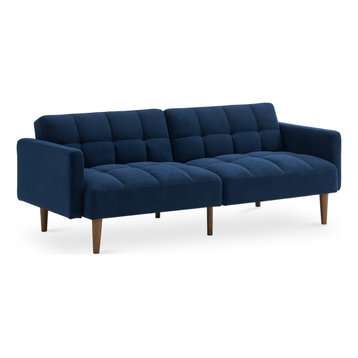 Mopio Aaron Futon Convertible Sofa Sleeper Light Gray, Classic Blue