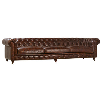 Chesterfield Leather Sofa 120"