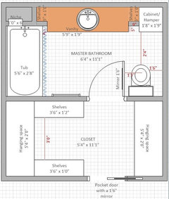 Need help with bathroom layout to maximize closet and storage!