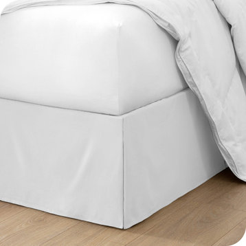 Bare Home Microfiber Bed Skirt , 15" Drop Length, White, Queen