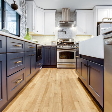 Eclectic White and Blue Kitchen Design Fairfax, VA