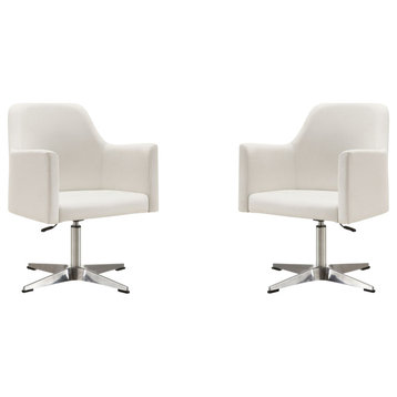 Pelo Faux Leather Adjustable Swivel Accent Chair, White, Set of 2